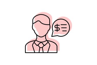 Finansal Danışman renk gölge ince çizgi simgesi, vektör, piksel mükemmel, illüstratör dosyası