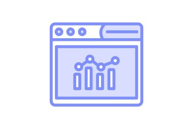 Web Analizi duoton çizgi simgesi, vektör, piksel mükemmel, illüstratör dosyası