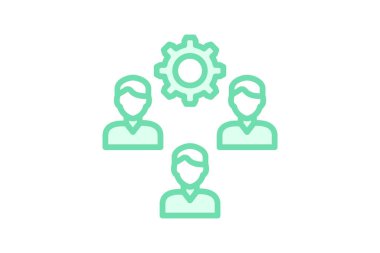 Çalışan Yönetimi duoton satır simgesi, vektör, piksel mükemmel, illüstratör dosyası