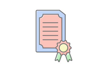 Sertifika doğrusal renk simgesi, vektör, piksel mükemmel, illüstratör dosyası