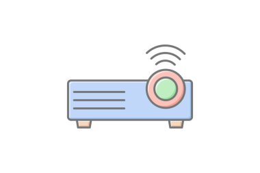 Projektör doğrusal renk simgesi, vektör, piksel mükemmel, illüstratör dosyası