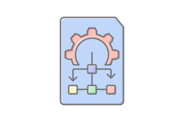 Akış çizelgesi renk simgesi, vektör, piksel mükemmel, illüstratör dosyası
