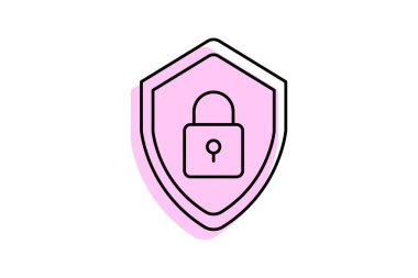 Güvenli renk gölge ince çizgi simgesi, vektör, piksel mükemmel, illüstratör dosyası