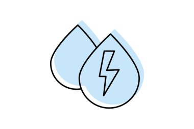 Hidroenerji renk gölge ince çizgi simgesi, vektör, piksel mükemmel, illüstratör dosyası