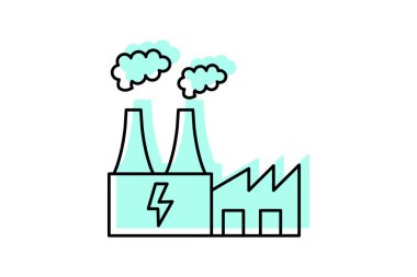 Jeotermal Enerji renk gölge ince çizgi simgesi, vektör, piksel mükemmel, illüstratör dosyası