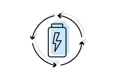 Enerji Kaydediliyor renk gölge ince çizgi simgesi, vektör, piksel mükemmel, illüstratör dosyası