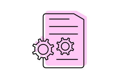 Dosya Ayarları renk gölge ince çizgi simgesi, vektör, piksel mükemmel, illüstratör dosyası