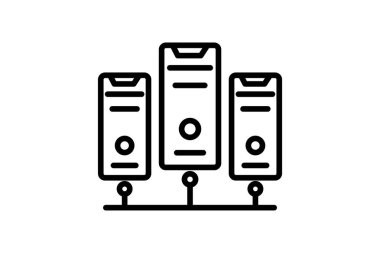 Sunucu sunucu satır simgesi, vektör, piksel mükemmel, illüstratör dosyası