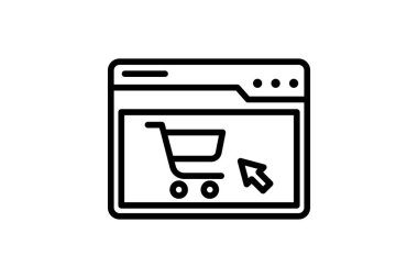E Commerce Web sitesi satır simgesi, vektör, piksel mükemmel, illüstratör dosyası