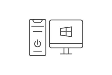 Bilgisayar ince simgesi, vektör, piksel mükemmel, illüstratör dosyası