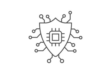 Siber Güvenlik ince çizgi simgesi, vektör, piksel mükemmel, illüstratör dosyası