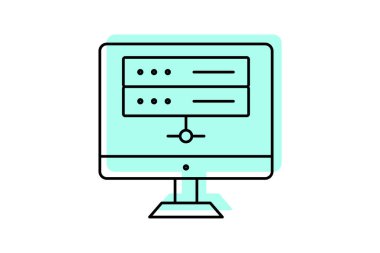 Yedekleme Sistemi renk gölge ince çizgi simgesi, vektör, piksel mükemmel, illüstratör dosyası