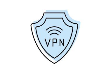 Vpn Güvenlik renk gölge ince çizgi simgesi, vektör, piksel mükemmel, illüstratör dosyası