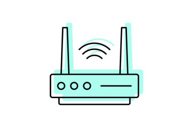 Modem renk gölge ince çizgi simgesi, vektör, piksel mükemmel, illüstratör dosyası