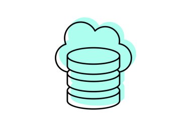 Bulut Depolama renk gölgesi ince çizgi simgesi, vektör, piksel mükemmel, illüstratör dosyası