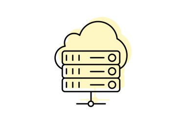 Bulut Hesaplama renk gölge ince çizgi simgesi, vektör, piksel mükemmel, illüstratör dosyası