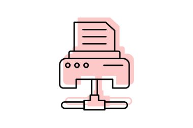 Ağ Yazıcı Renk İnce Çizgisi simgesi, vektör, piksel mükemmel, illüstratör dosyası