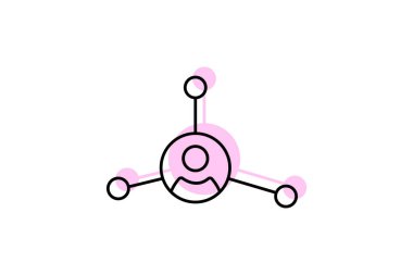 Kullanıcılar ağ renk gölge ince çizgi simgesi, vektör, piksel mükemmel, illüstratör dosyası