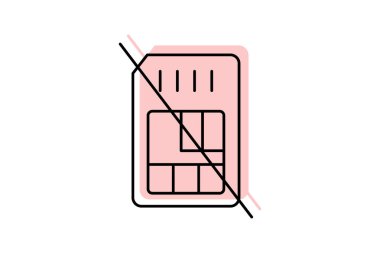 Yasak Sim renk gölge inceltici simge, vektör, piksel mükemmel, illüstratör dosyası