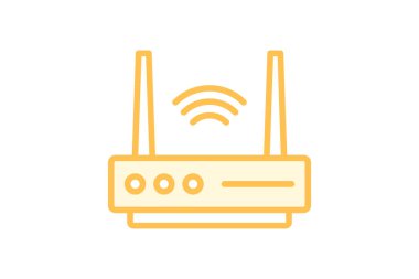 Modem duoton çizgi simgesi, vektör, piksel mükemmel, illüstratör dosyası