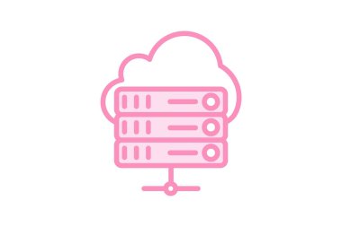 Bulut Bilgisayarlı duoton satır simgesi, vektör, piksel mükemmel, illüstratör dosyası