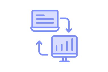 Veri alışverişi duoton satır simgesi, vektör, piksel mükemmel, illüstratör dosyası
