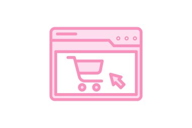 E Ticaret Sitesi duoton satır simgesi, vektör, piksel mükemmel, illüstratör dosyası