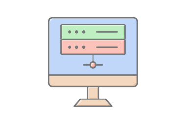 Yedekleme Sistemi doğrusal renk simgesi, vektör, piksel mükemmel, illüstratör dosyası