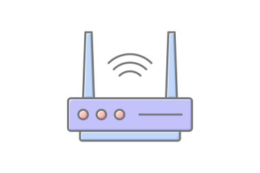 Modem doğrusal renk simgesi, vektör, piksel mükemmel, illüstratör dosyası