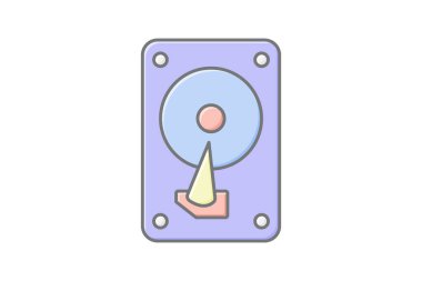 Sabit disk doğrusal renk simgesi, vektör, piksel mükemmel, illüstratör dosyası