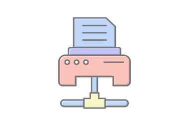 Ağ Yazıcısı doğrusal renk simgesi, vektör, piksel mükemmel, illüstratör dosyası