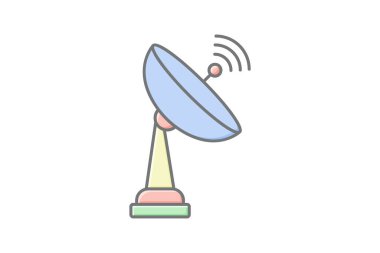 Uydu İletişim lineal renk simgesi, vektör, piksel mükemmel, illüstratör dosyası