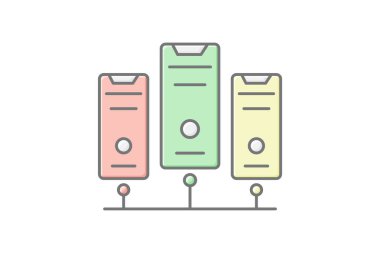 Sunucu lineal renk simgesi, vektör, piksel mükemmel, illüstratör dosyası sunuyor