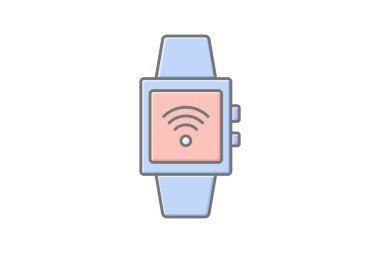 Serbest Smartwatch doğrusal renk simgesi, vektör, piksel mükemmel, illüstratör dosyası