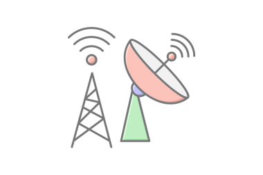 Telekomünikasyon doğrusal renk simgesi, vektör, piksel mükemmel, illüstratör dosyası