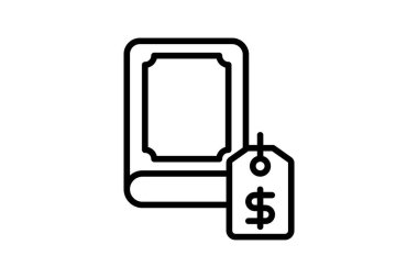 Kitap fiyatı satırı simgesi, vektör, piksel mükemmel, illüstratör dosyası