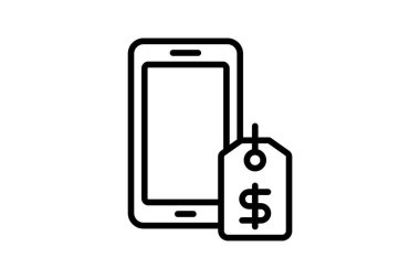 Mobil Price çizgi simgesi, vektör, piksel mükemmel, illüstratör dosyası