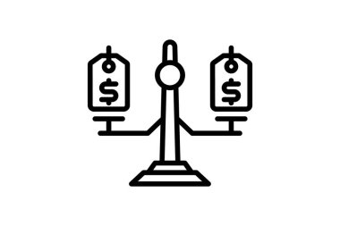 Fiyat çizgisi simgesi, vektör, piksel mükemmel, illüstratör dosyasını karşılaştır