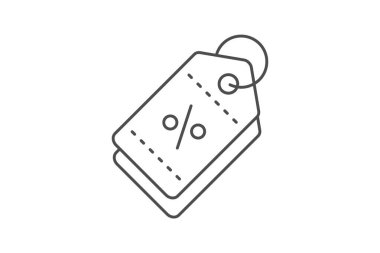 Promocode etiketi ince çizgi simgesi, vektör, piksel mükemmel, illüstratör dosyası