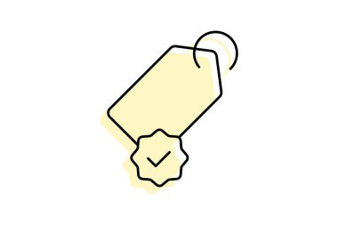 Doğrulanmış Etiket renk gölge ince çizgi simgesi, vektör, piksel mükemmel, illüstratör dosyası