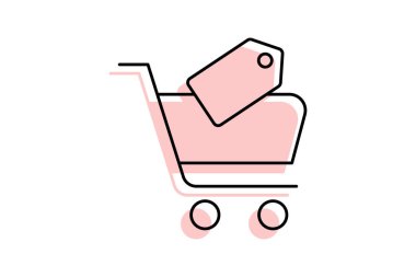 Alışveriş arabası renk gölge inceltici simge, vektör, piksel mükemmel, illüstratör dosyası