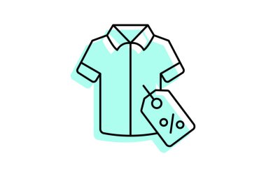 Gömlek İndirimi renk gölge inceliği simgesi, vektör, piksel mükemmel, illüstratör dosyası