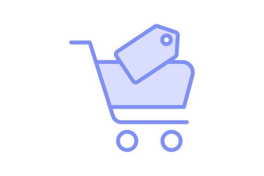 Alışveriş arabası duotone hat simgesi, vektör, piksel mükemmel, illüstratör dosyası