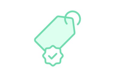 Doğrulanmış Etiket duoton çizgi simgesi, vektör, piksel mükemmel, illüstratör dosyası