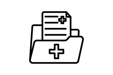 Tıbbi Kayıt satır simgesi, vektör, piksel mükemmel, illüstratör dosyası