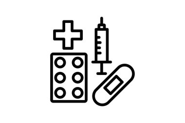 Tıbbi Tedarik Çizgisi simgesi, vektör, piksel mükemmel, illüstratör dosyası