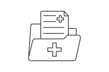 Tıbbi Kayıtlar ince simge, vektör, piksel mükemmel, illüstratör dosyası