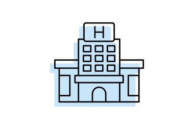 Tıbbi Tesis renk gölge ince çizgi simgesi, vektör, piksel mükemmel, illüstratör dosyası