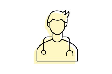 Tıbbi Uzman Renk Gölgesi İnce Çizgisi simgesi, vektör, piksel mükemmel, illüstratör dosyası