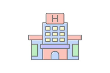 Tıbbi Tesis doğrusal renk simgesi, vektör, piksel mükemmel, illüstratör dosyası